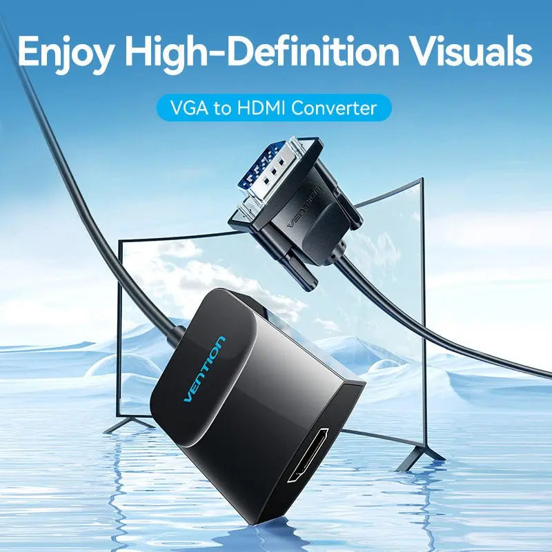 Vention VGA to HDMI Female w/ Audio &amp; USB-B-Micro Power Port 0.15M (ACNBB)