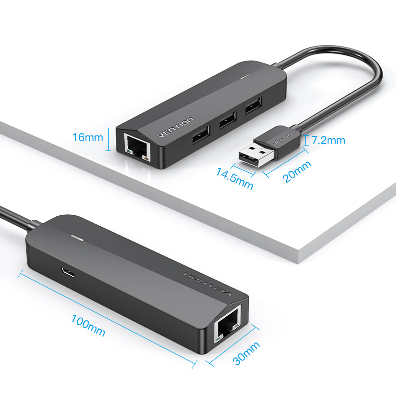 Vention USB Hub 2.0 Ethernet Adapter with Micro USB Power Input (CHPBB)