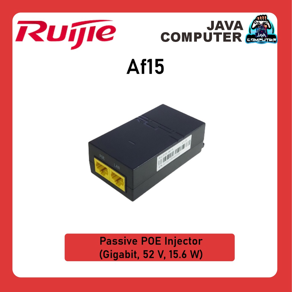 Ruijie RG-POE-AF15 Passive POE Injector (Gigabit, 52 V, 15.6 W)