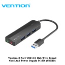 Vention 3 Port USB 3.0 Hub With Sound Card And Power Supply 0.15M (CHIBB)