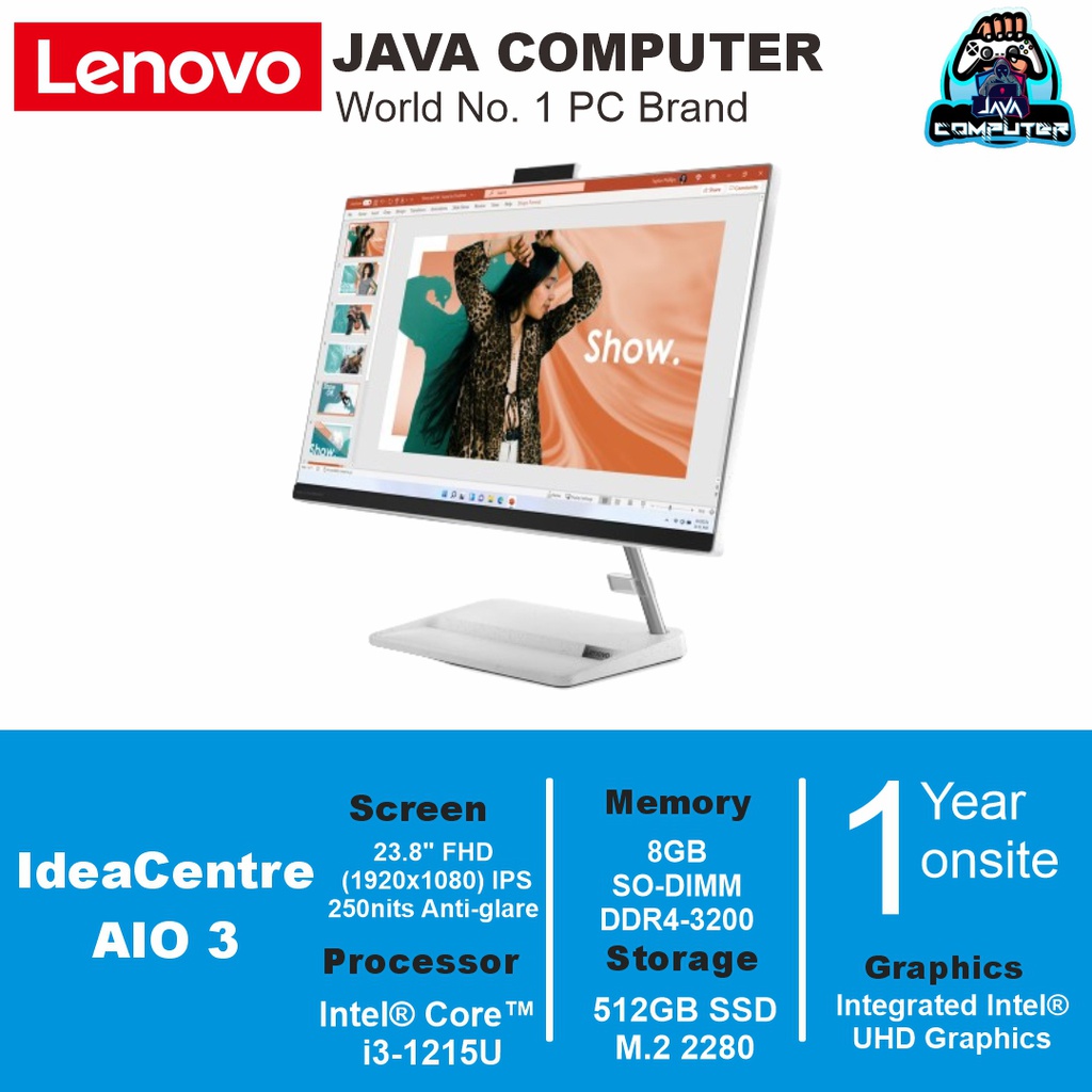 Lenovo AIO 3 241AP7 F0GH017UID i3-1215U/8/512/DOS/23.8&quot; FHD/White