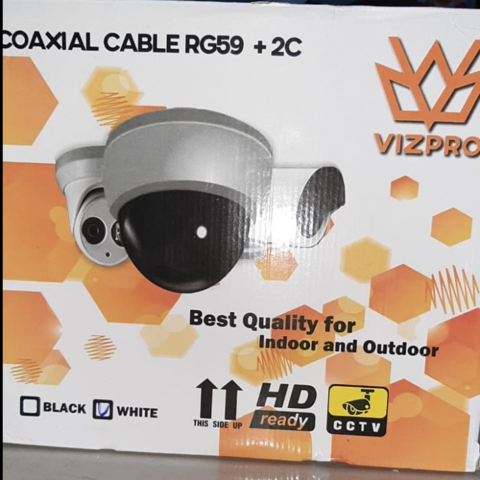 Vizpro Coaxial Cable RG59 + Power 300M Satuan Permeter