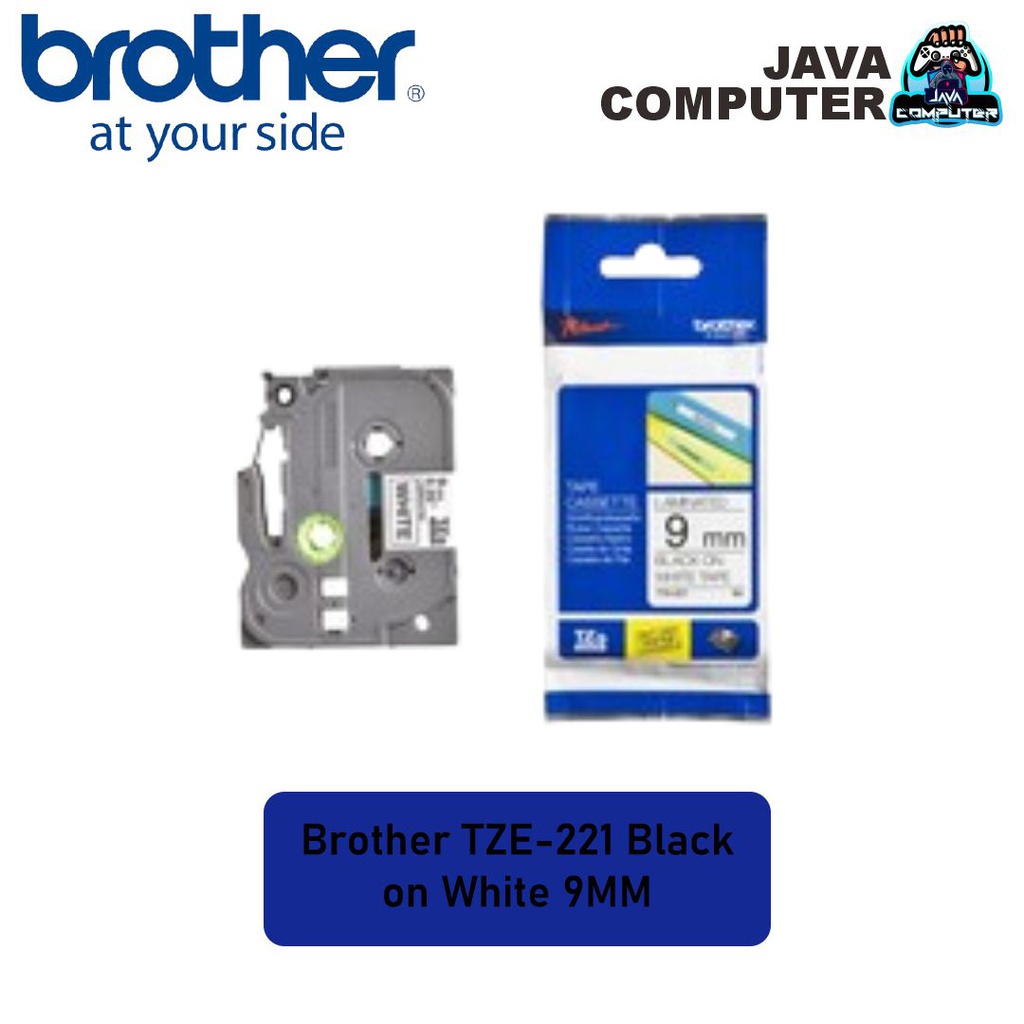 Brother TZE-221 Black on White 9MM