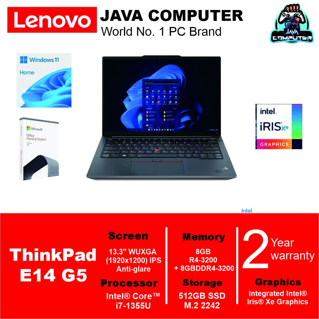 Lenovo ThinkPad E14 G5 21JK00AVID i7-1355U/16GB/512GB SSD/W11 Pro+OHS 2021/14&quot; WUXGA/Graphite Black