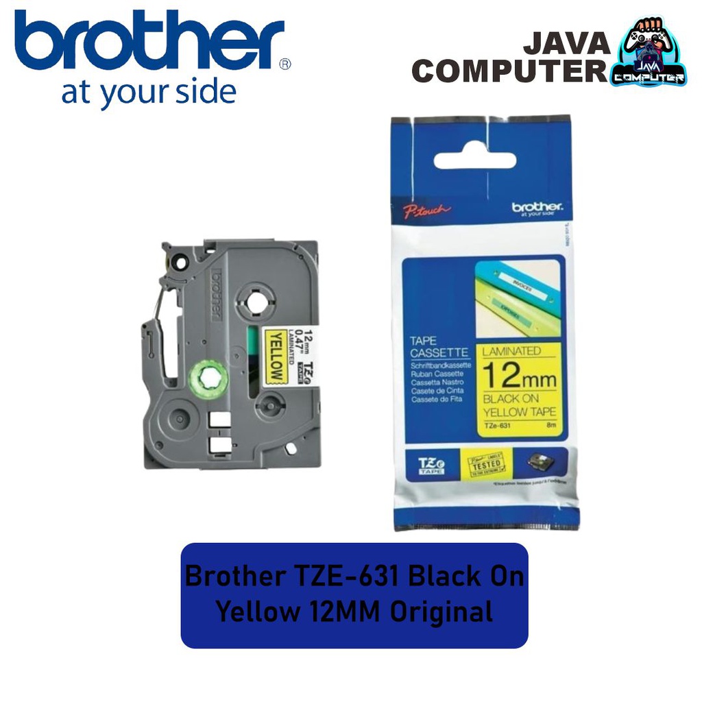 Brother TZE-631 Black On Yellow 12MM Original