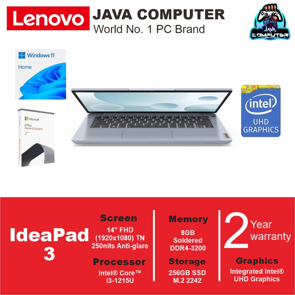 Lenovo IdeaPad 3 14IAU7 82RJ00CWID i3-1215U/8GB/256GB SSD/W11 Home+OHS 2021/14.0&quot;FHD TN/Misty Blue (BAG)