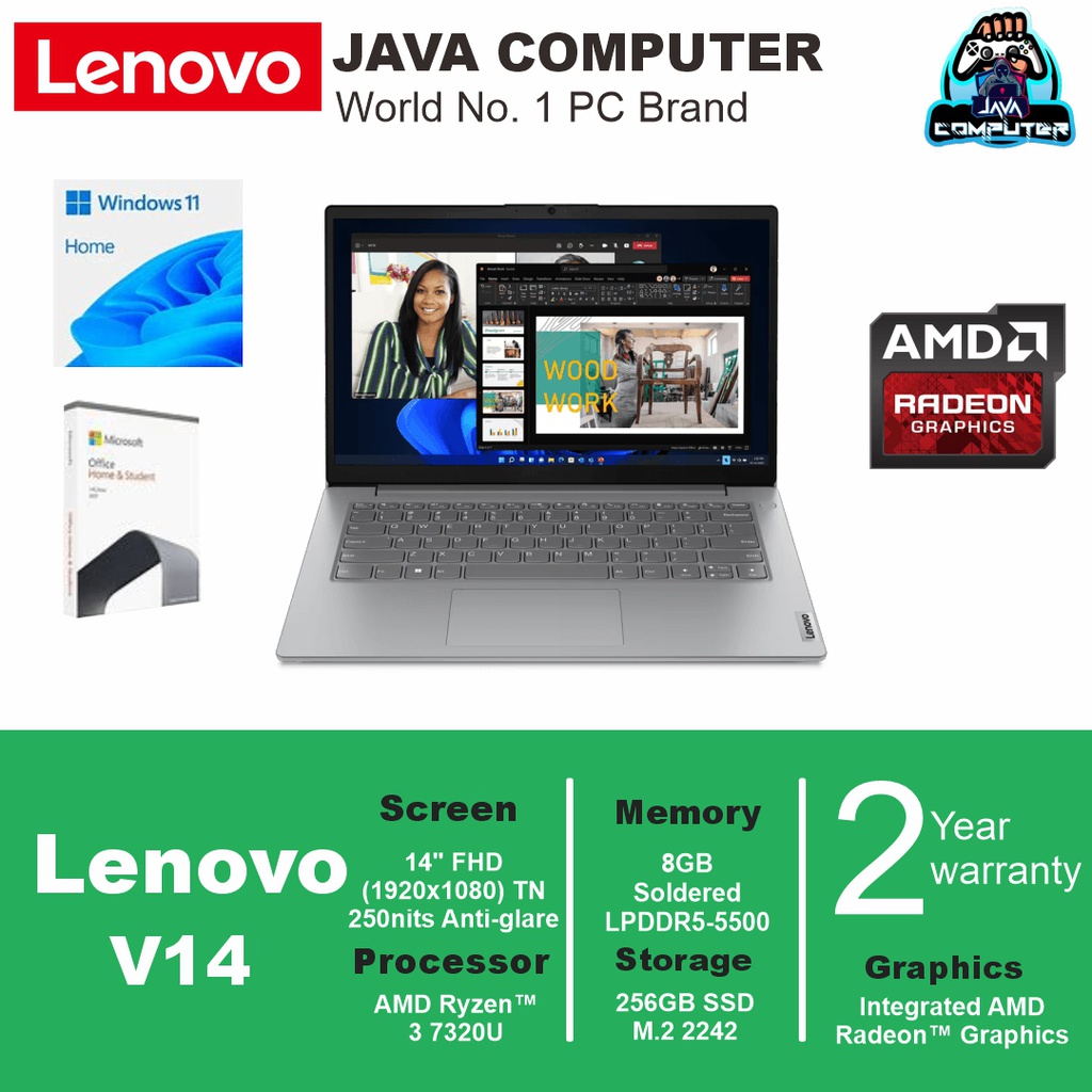 Lenovo V14 G4 AMN 82YT000FID R3-7320U/8GB/256GB/AMD Radeon 610M/W11 Home+OHS 2021/14.0&quot;FHD TN/Arctic Grey