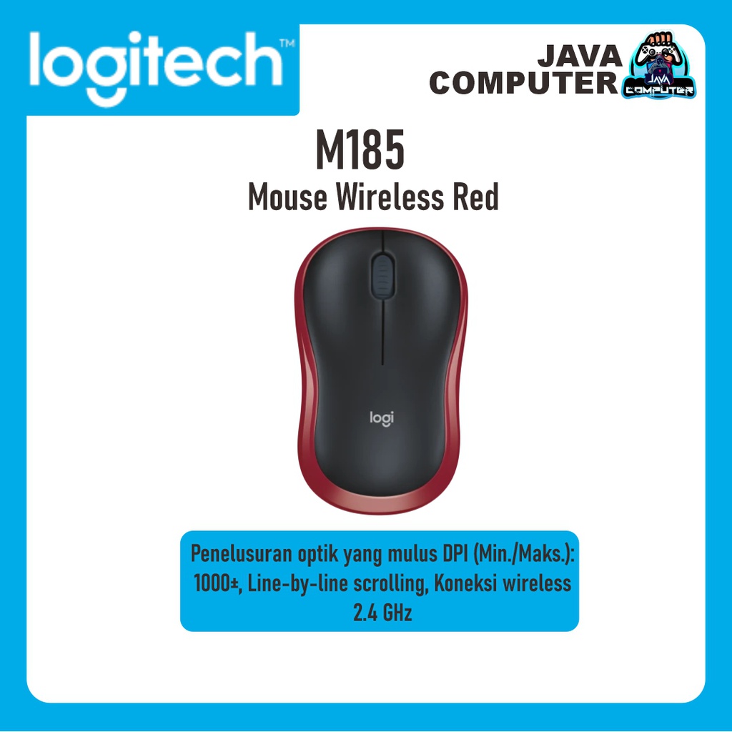 Logitech Mouse M185 Wireless Red