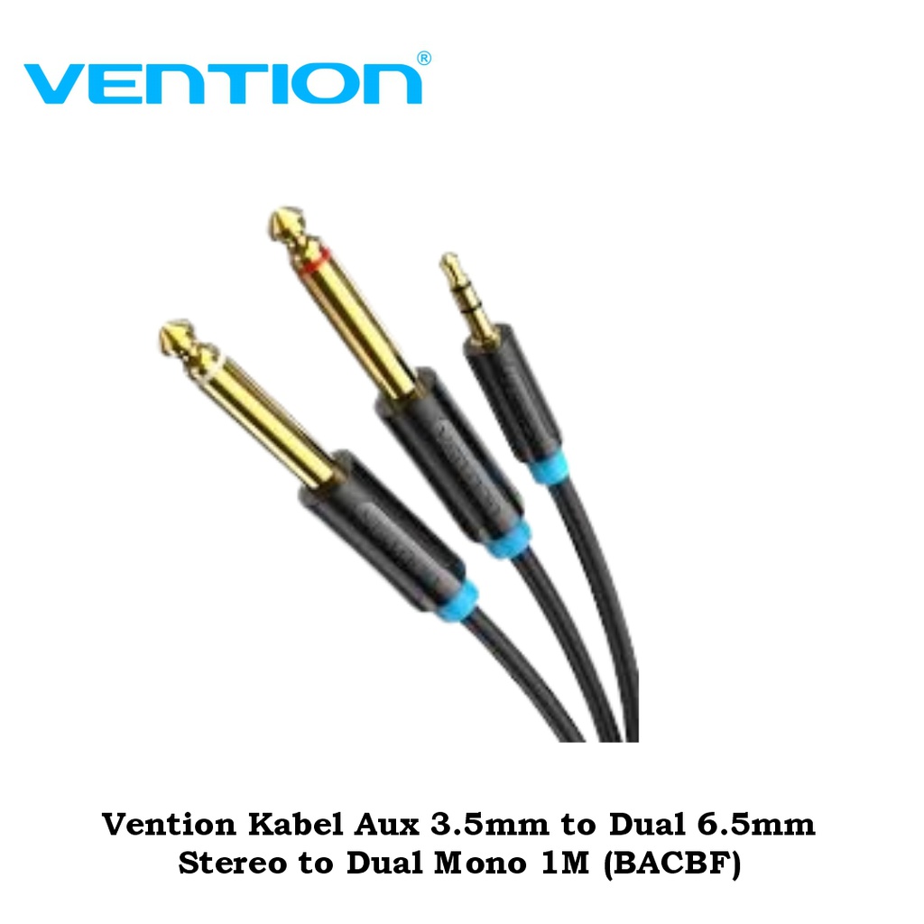 Vention Kabel Aux 3.5mm to Dual 6.5mm Stereo to Dual Mono 1M (BACBF)