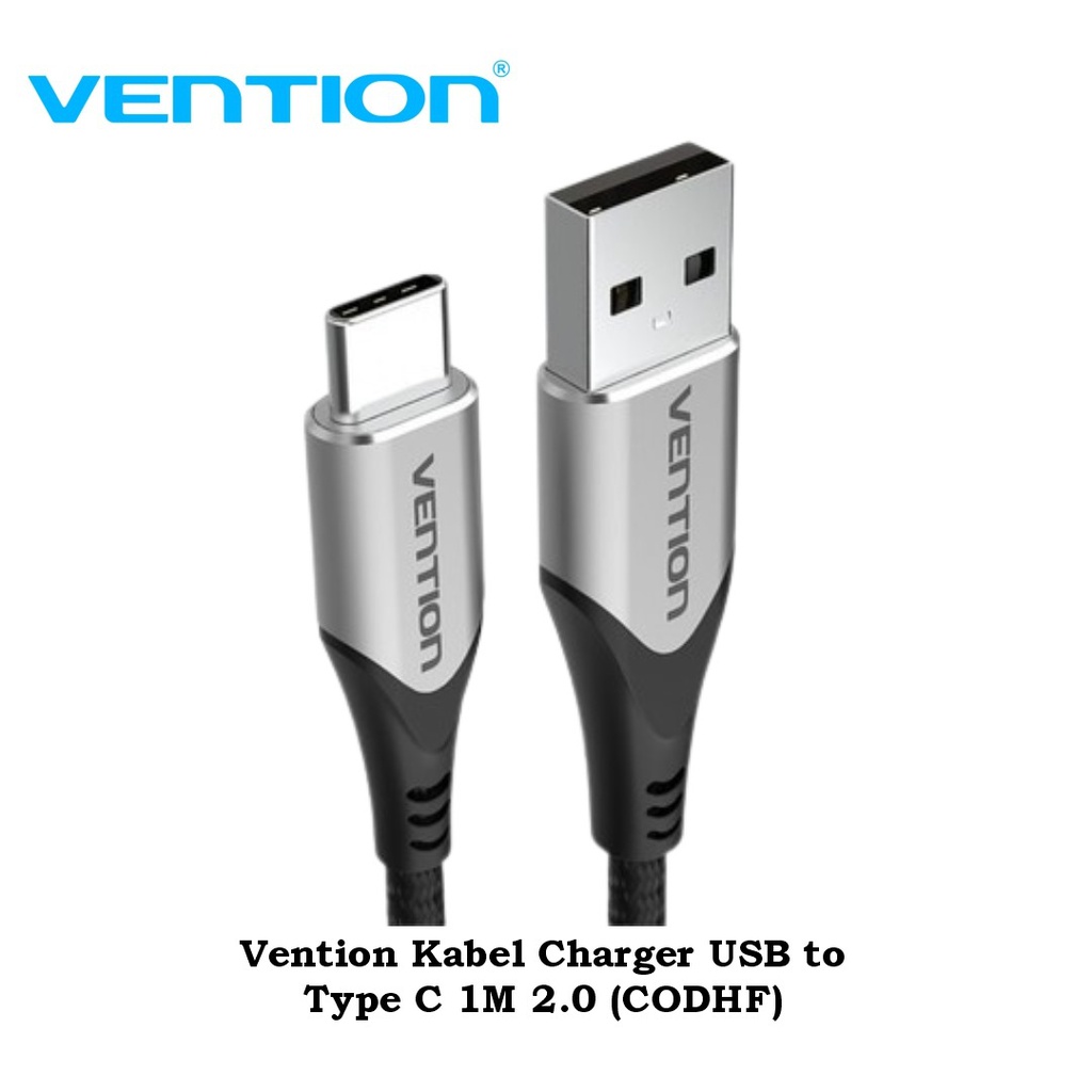 Vention Cable USB 2.0 A Male to C Male 3A Cotton Braided 1M (CODHF)