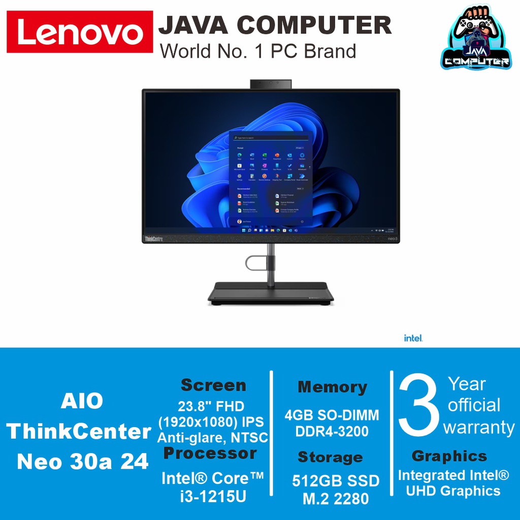 Lenovo AIO ThinkCenter Neo 30a 24 12CEA03FID i3-1215U/8/512/W11+OHS/23.8&quot; FHD IPS 100% sRGB/Black