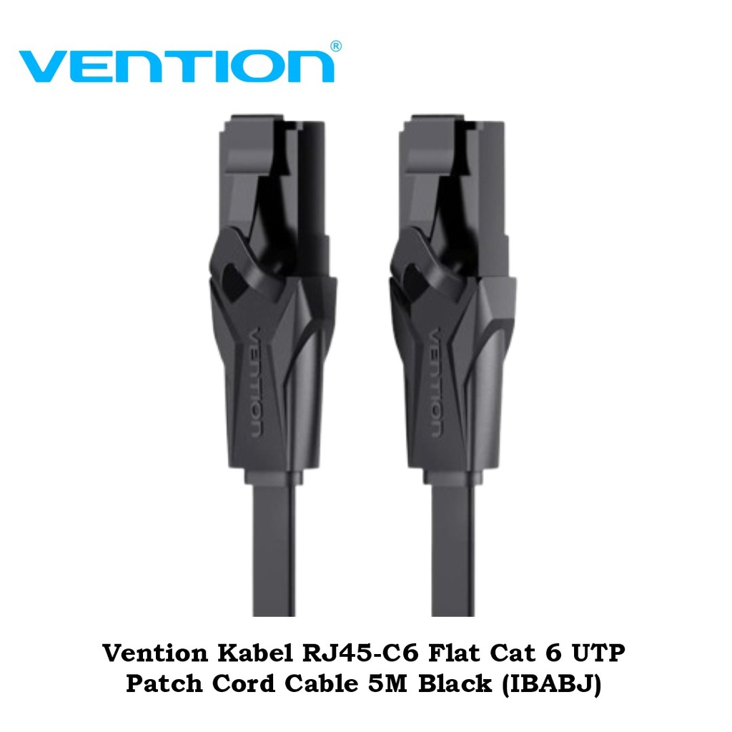 Vention Kabel RJ45-C6 Flat Cat 6 UTP Patch Cord Cable 5M Black (IBABJ)