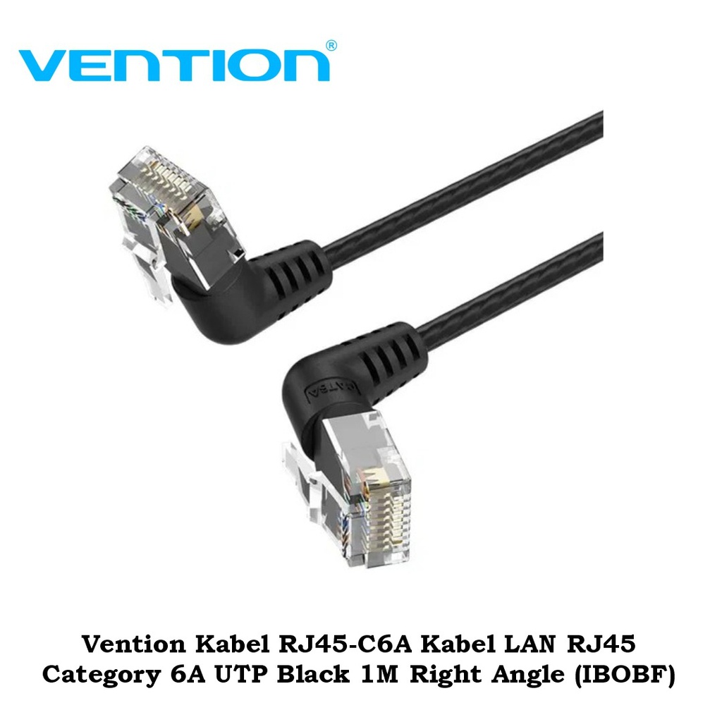 Vention Kabel RJ45-C6A Kabel LAN RJ45 Cat 6A UTP Black 1M Right Angle (IBOBF)