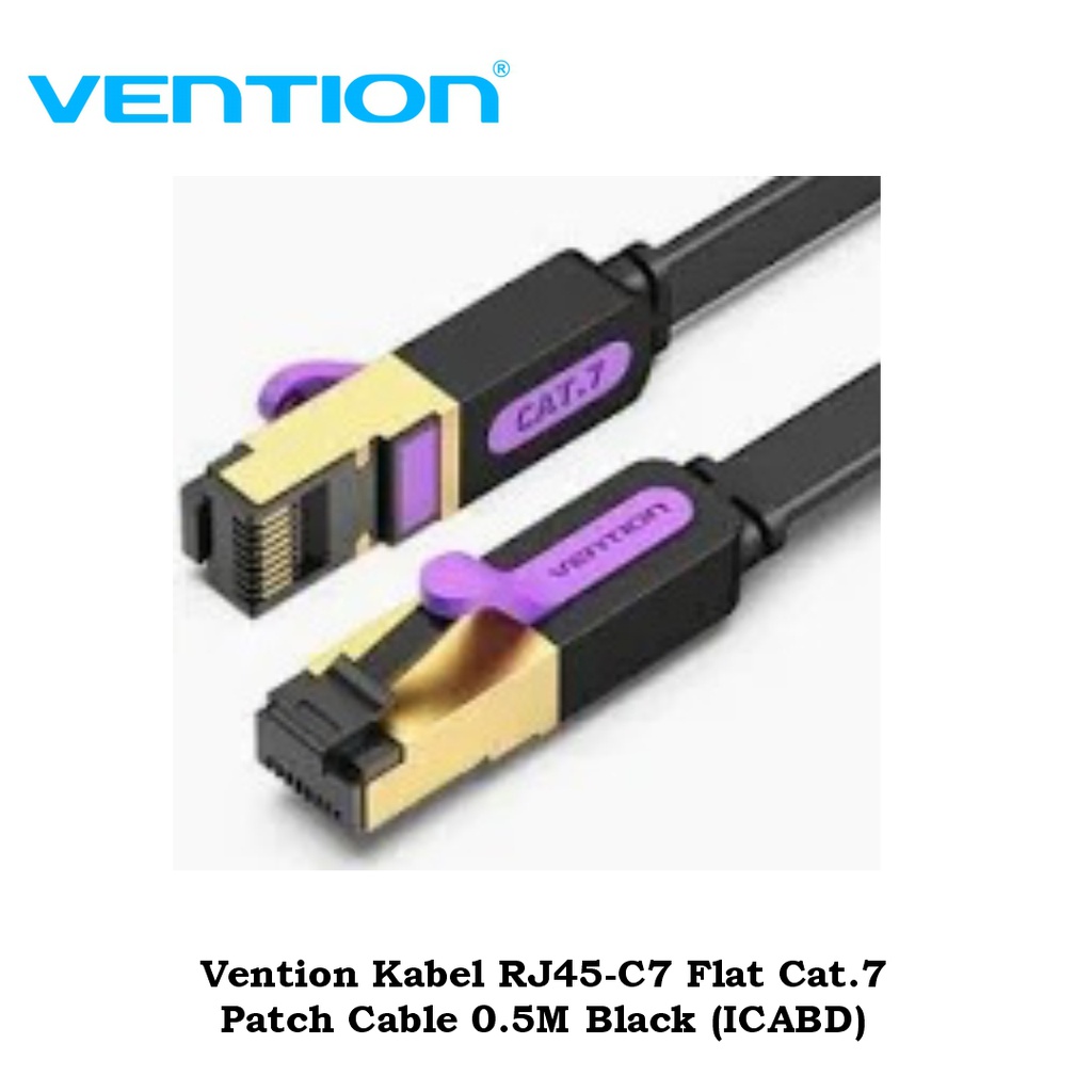 Vention Kabel RJ45-C7 Flat Cat 7 Patch Cable 0.5M Black (ICABD)
