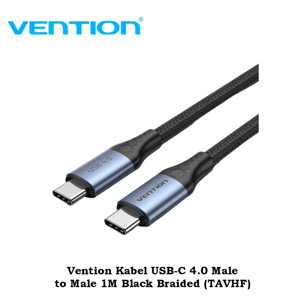 Vention Kabel USB Type C Male to Male 1M Black Braided 4.0 (TAVHF)