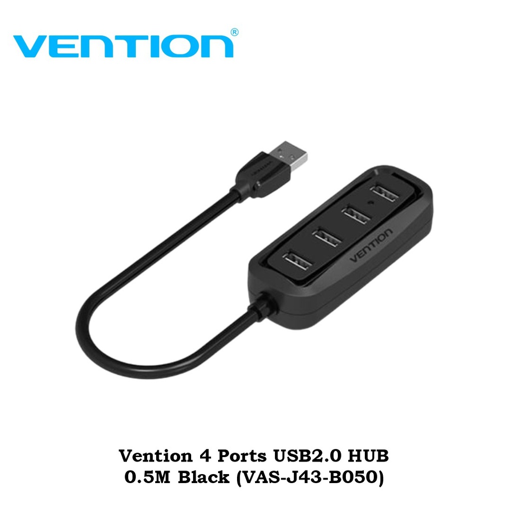Vention USB Hub 2.0 4 Port 0.5M Black (VAS-J43-B050)