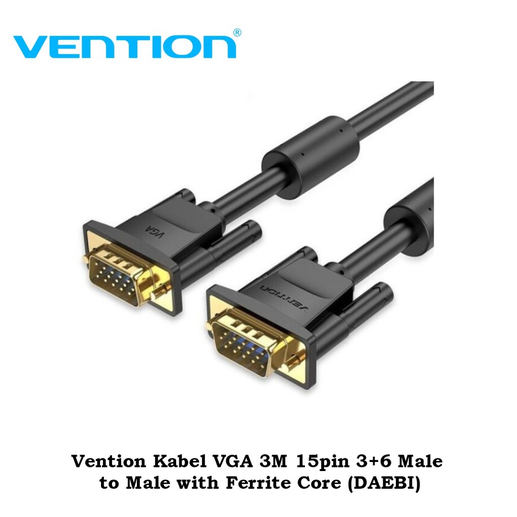 Vention Kabel VGA 3M 15pin 3+6 Male to Male with Ferrite Core (DAEBI)