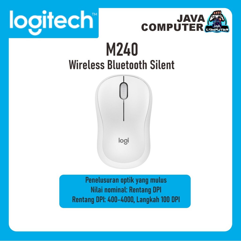 Logitech Mouse M240 Wireless Bluetooth Silent White