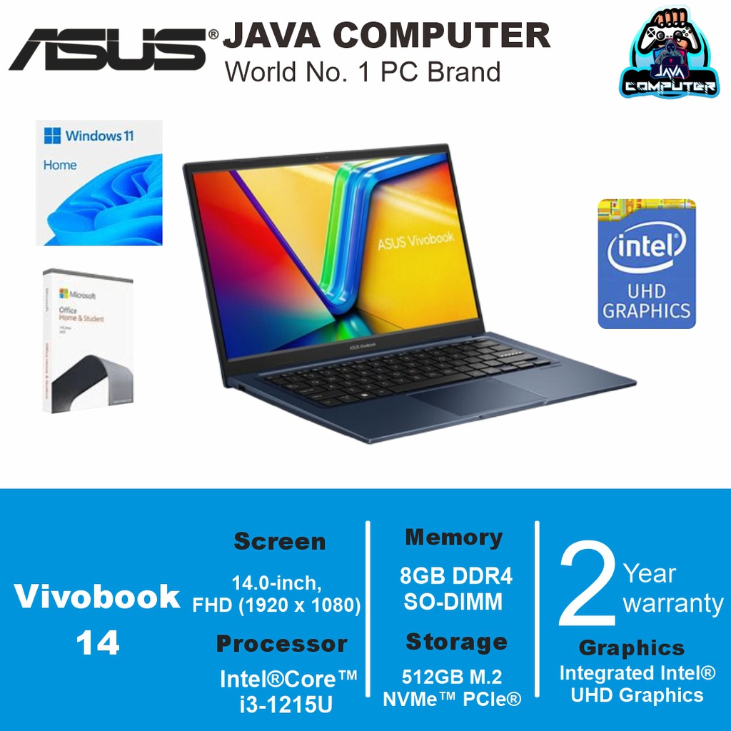 Asus Vivobook 14 A1404ZA-VIPS354 i3-1215/8GB/512GB SSD/W11+OHS/14.0&quot; FHD VIPS/Quite Blue (BAG)