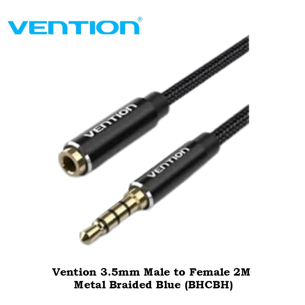 Vention 3.5mm Male to Female 2M Metal Braided Blue (BHCBH)