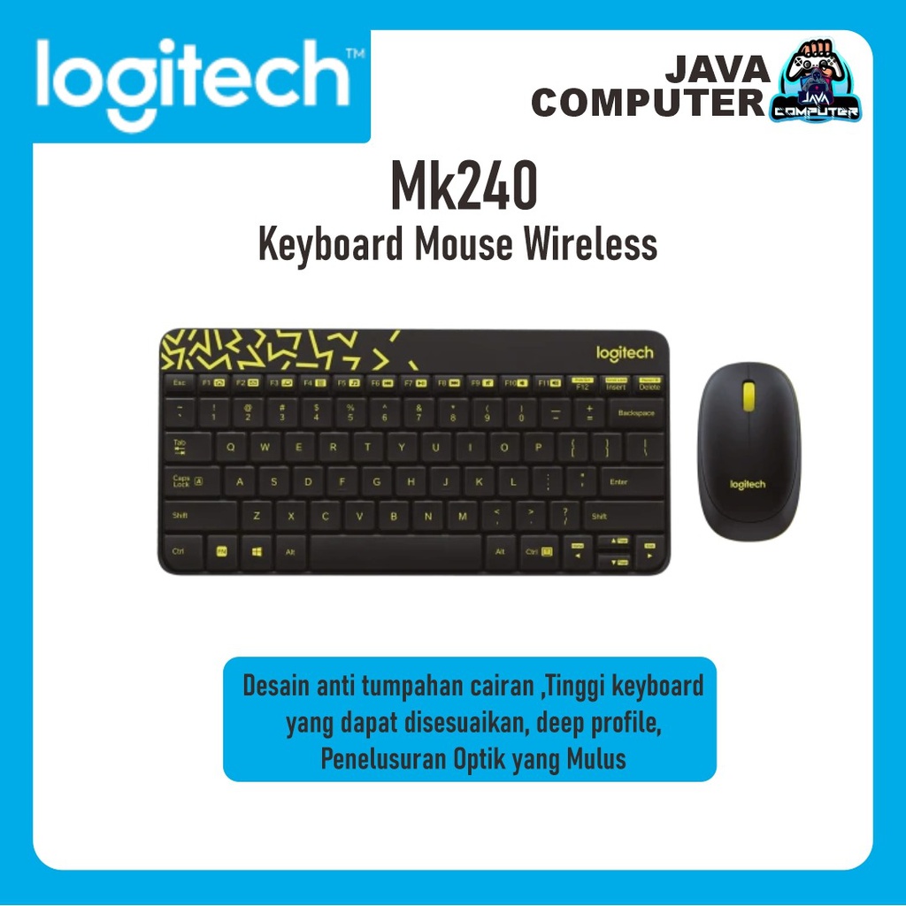 Logitech Keyboard Mouse Wireless MK240 Nano Black