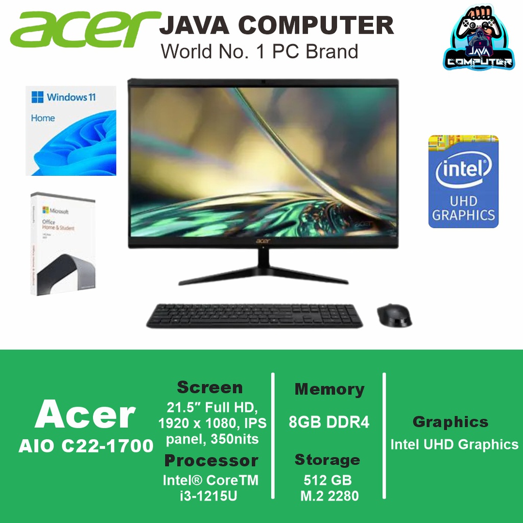 Acer Aspire AIO C22-1700 D20W4 i3-1215U/8GB/512GB SSD/21.5" FHD/W11+OHS