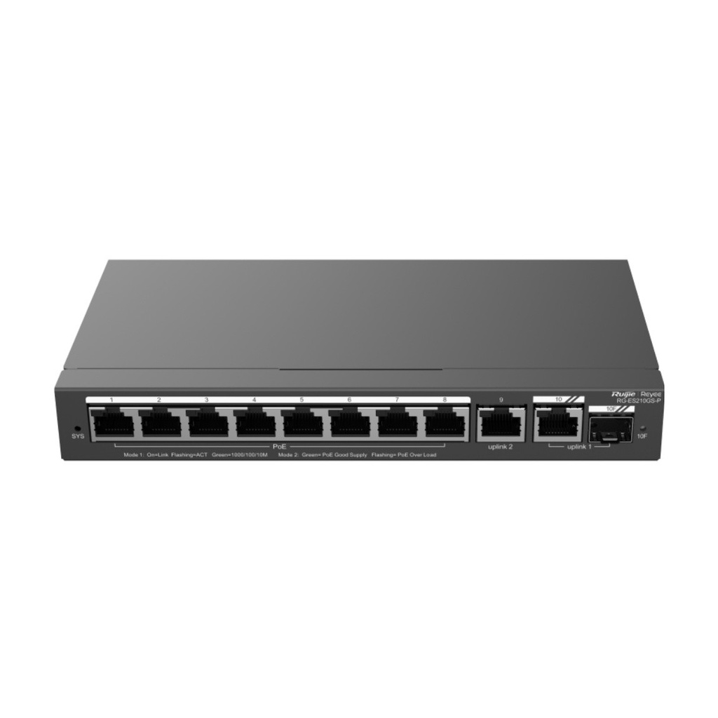 Ruijie RG-ES210GS-P 10 Port Gigabit Switch Smart Manage Cloud PoE