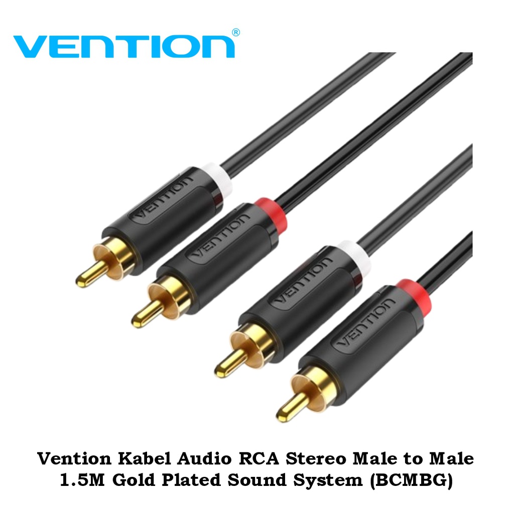 Vention Kabel Audio RCA Stereo Male to Male 1.5M Gold Plated Sound System (BCMBG)
