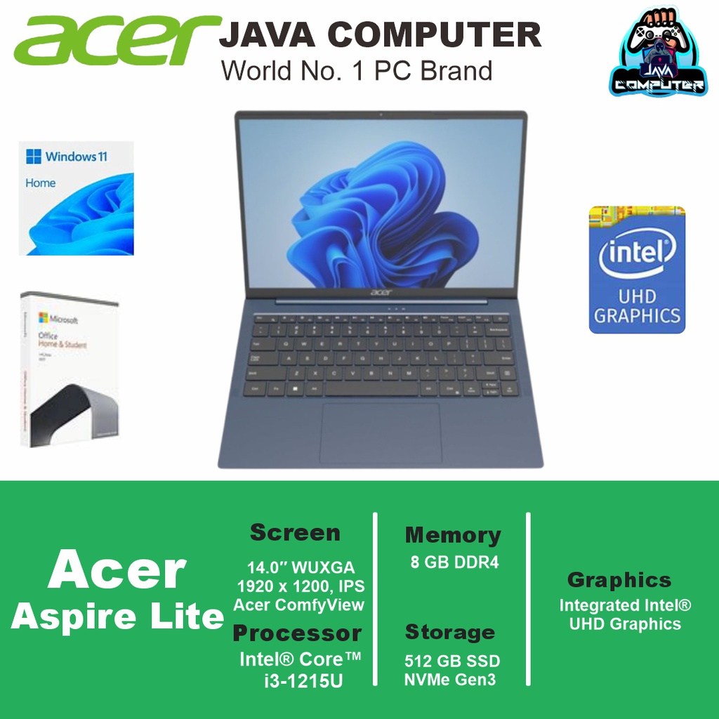 Acer Aspire Lite 14 AL1-14-14M-3NID/Intel Core i3-1215U/8GB/512GB SSD/14.0″ WUXGA/Win11+OHS/Cosmic Navy (BAG)