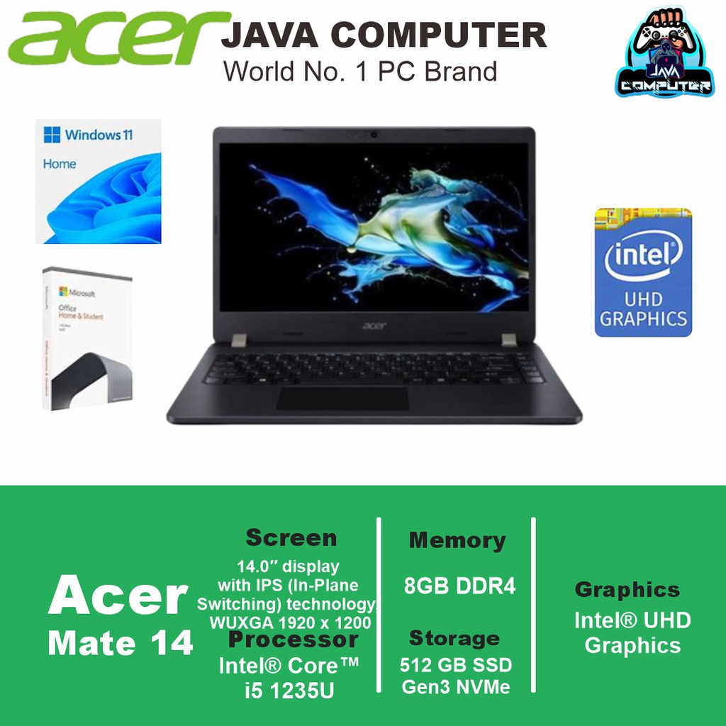 Acer Mate 14 AM1 Core i5-1235U/8GB/512GB SSD/14.0″ WUXGA/Win 11 Home+OHS+M365/Business Black (BAG)