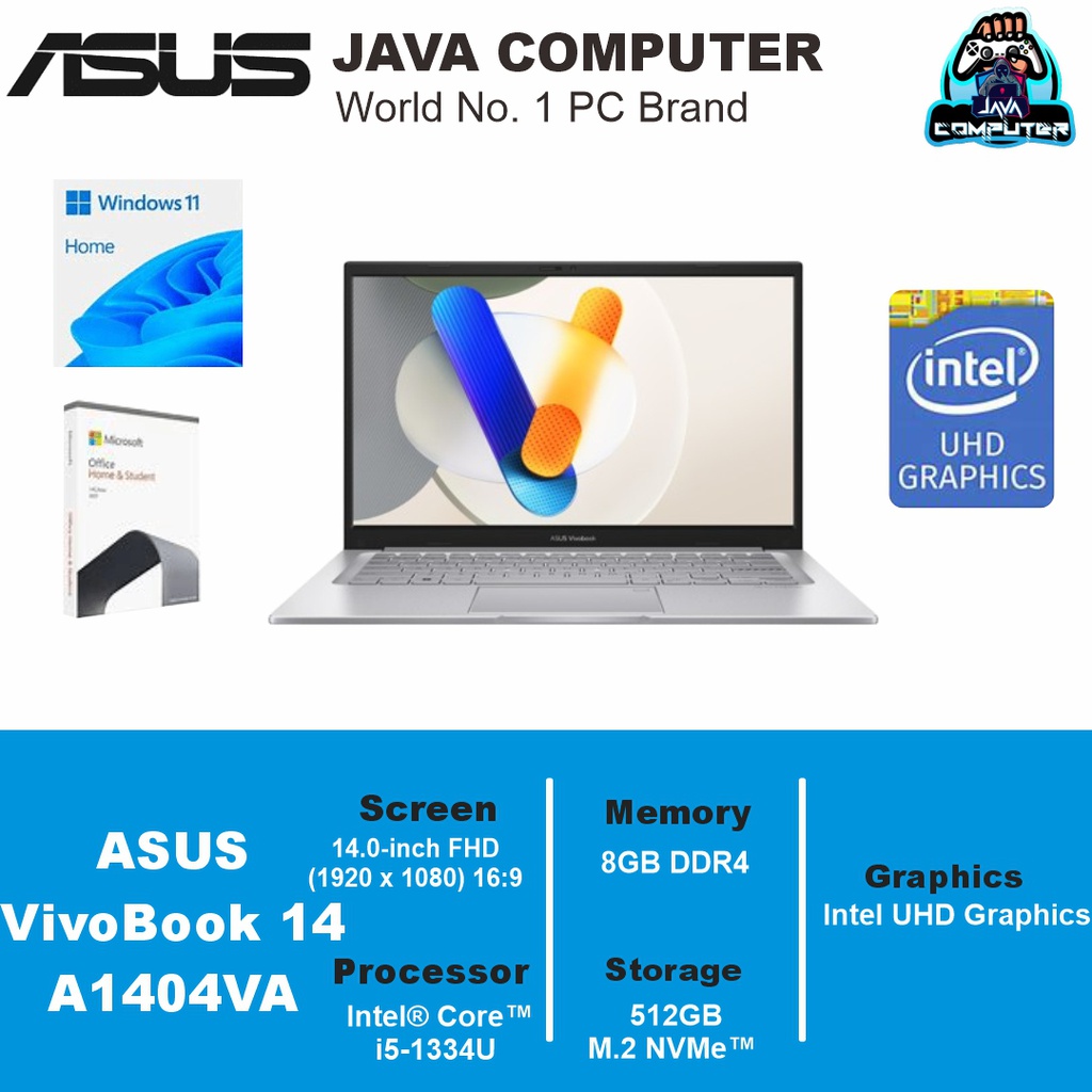 Asus VivoBook 14 A1404VA-VIPS5853M Intel Core i5-1334/8GB/512GB SSD/Win11+OHS/14.0″ FHD/Cool Silver (BAG)