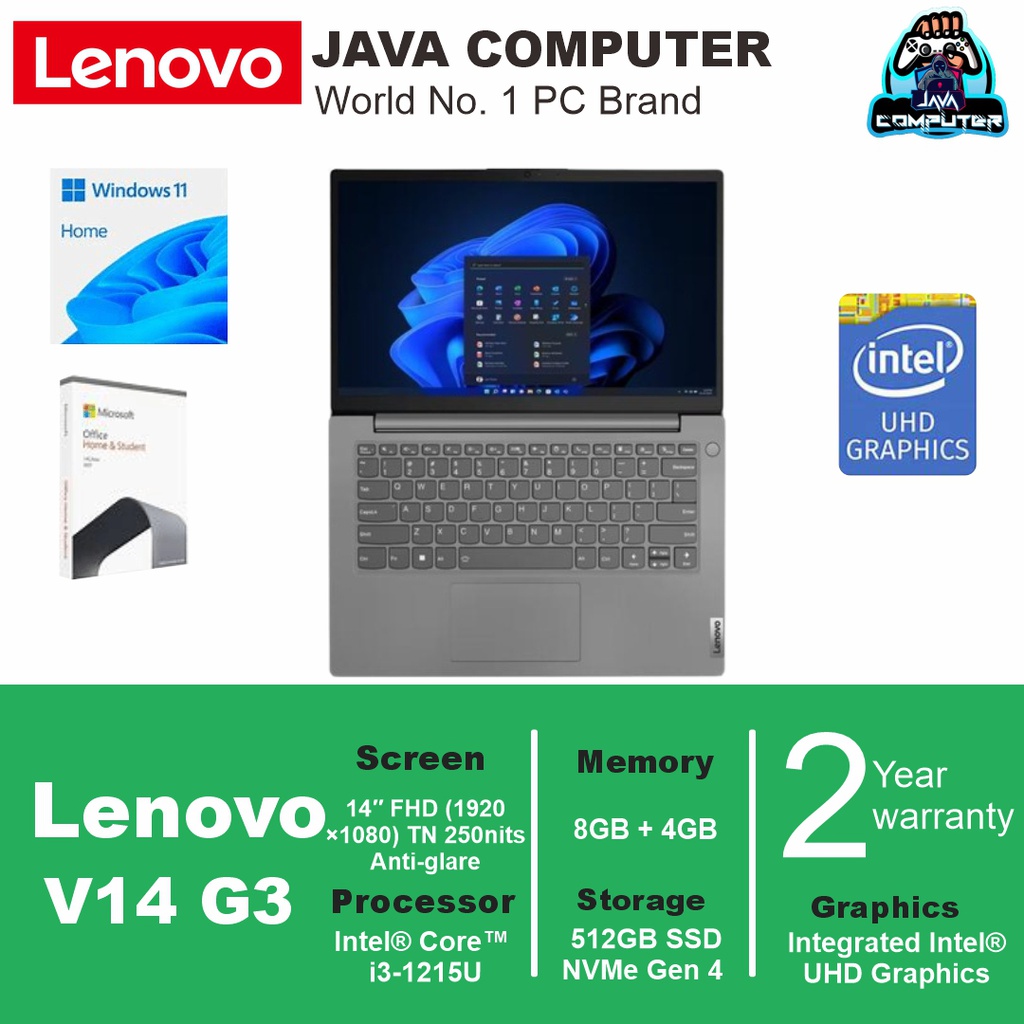 Lenovo V14 G3 IAP 82TS00NPID i3-1215U/12GB (8GB+4GB)/512GB SSD/14.0&quot; FHD/W11 Home+OHM 2021/Iron Grey (BAG)