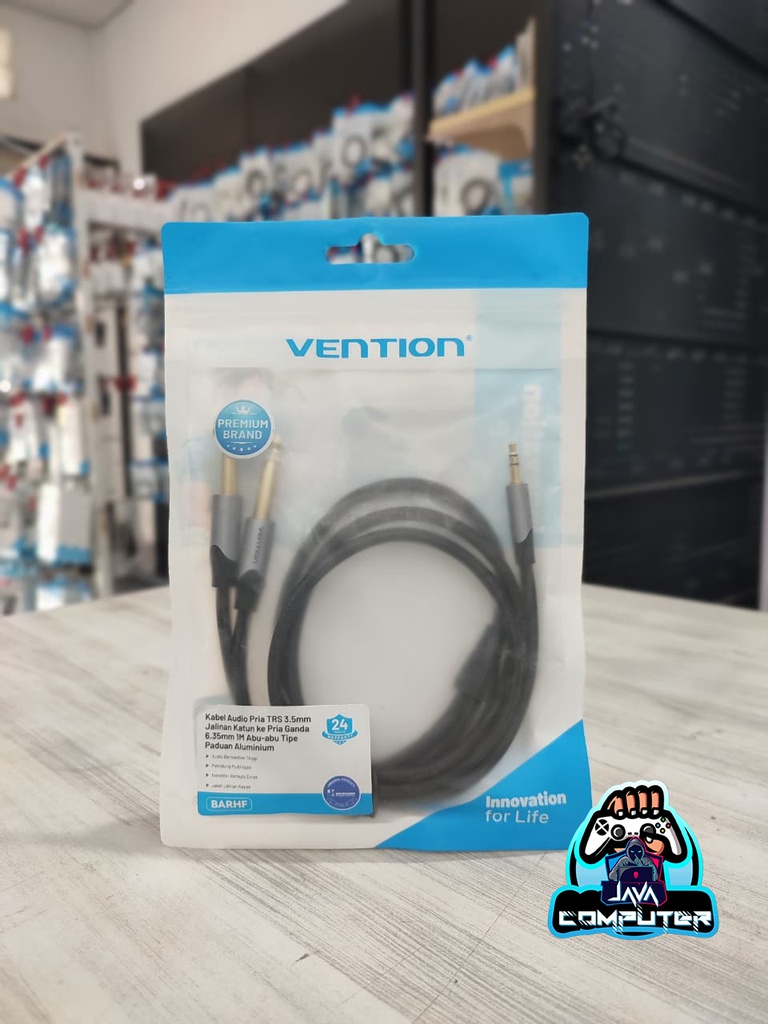 Vention Kabel Aux Splitter Jack 3.5mm 3-Pin Plug to Dual Jack 6.5mm 1M (BARHF)