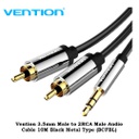 Vention 3.5mm Male to 2RCA Male Audio Cable 10M Black Metal Type (BCFBL)