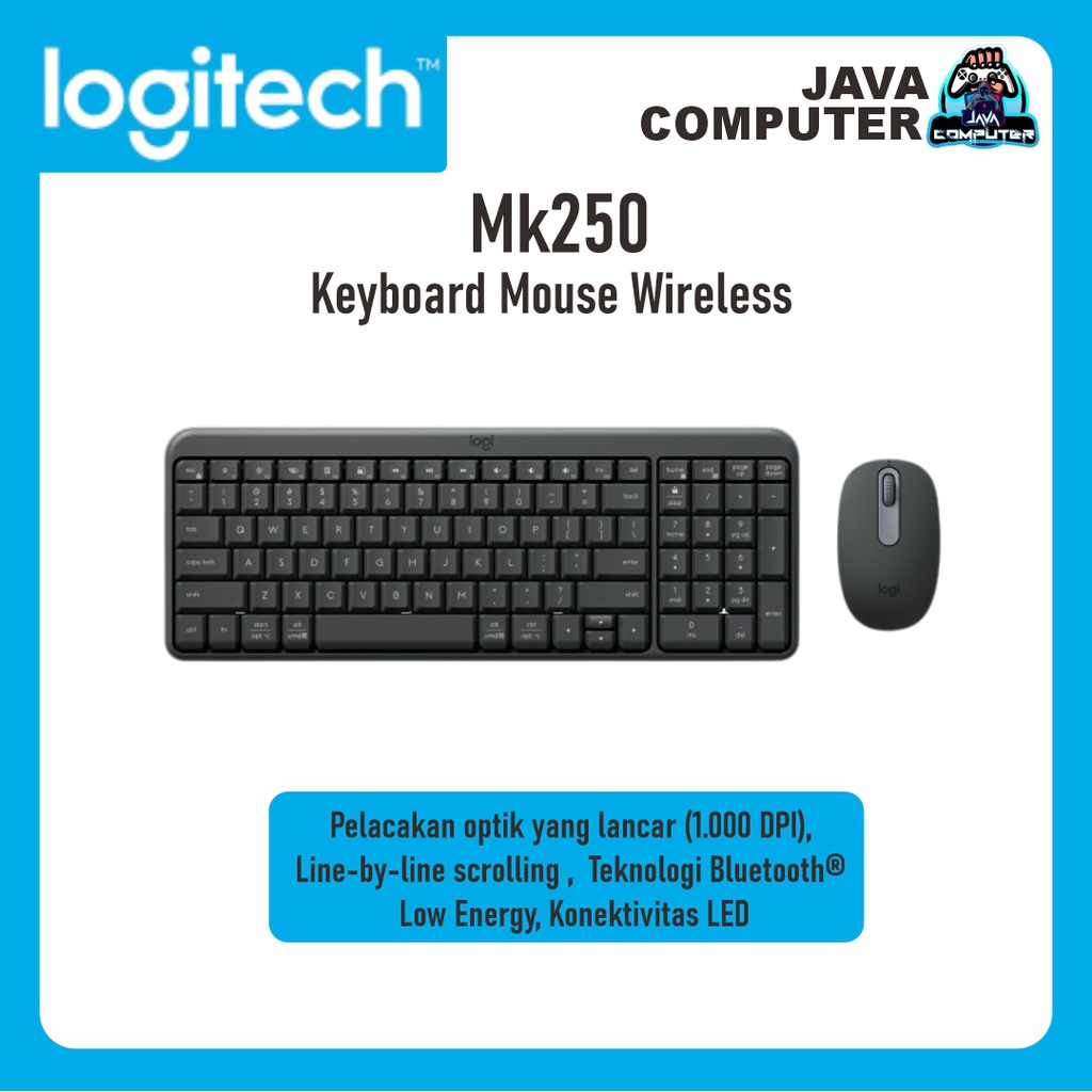 Logitech Keyboard Mouse Bluetooth MK250 Compact Graphite