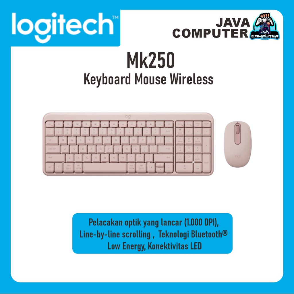 Logitech Keyboard Mouse Bluetooth MK250 Compact Rose