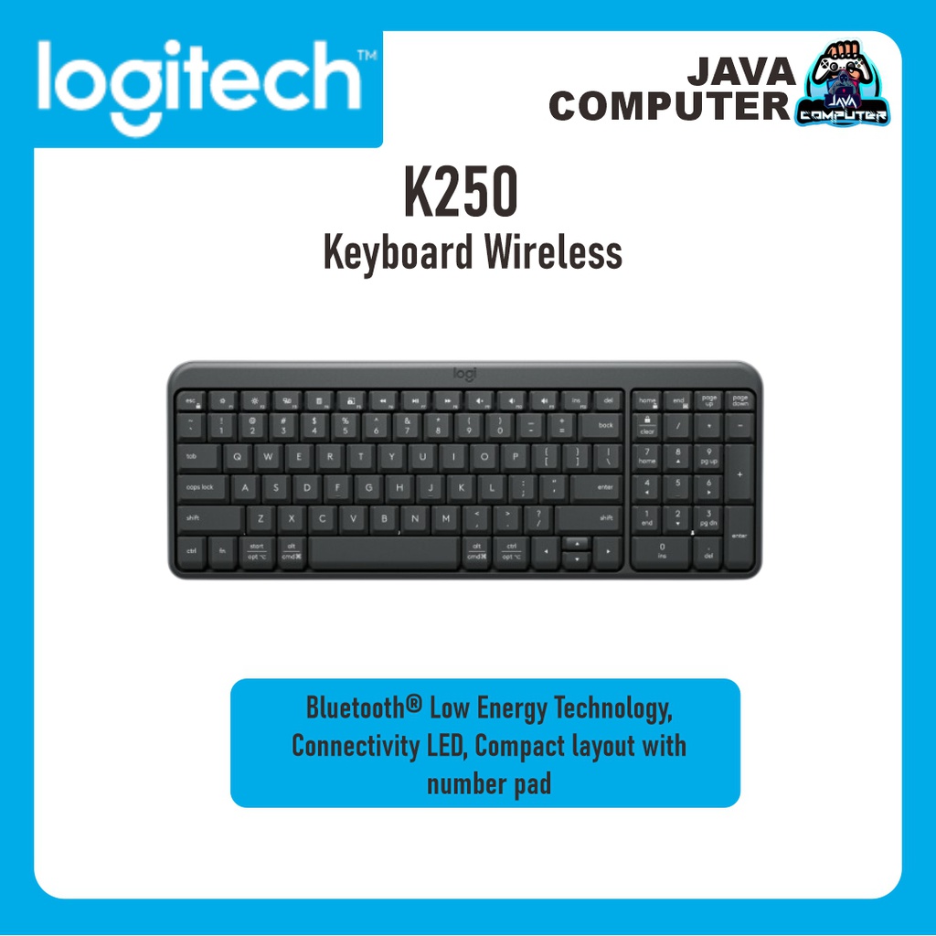 Logitech Keyboard Wireless K250 Compact Graphite