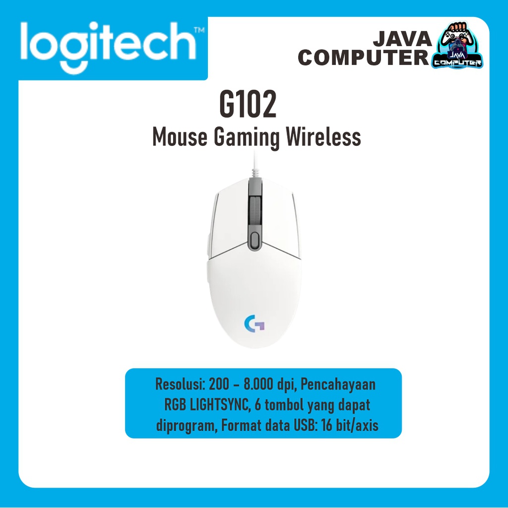 Logitech Mouse Wired G102 Lightsync Gaming White