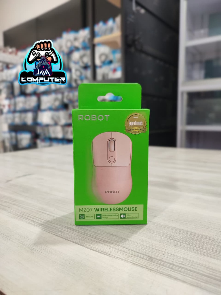 Robot Mouse Wireless M207 Silent Click Pink