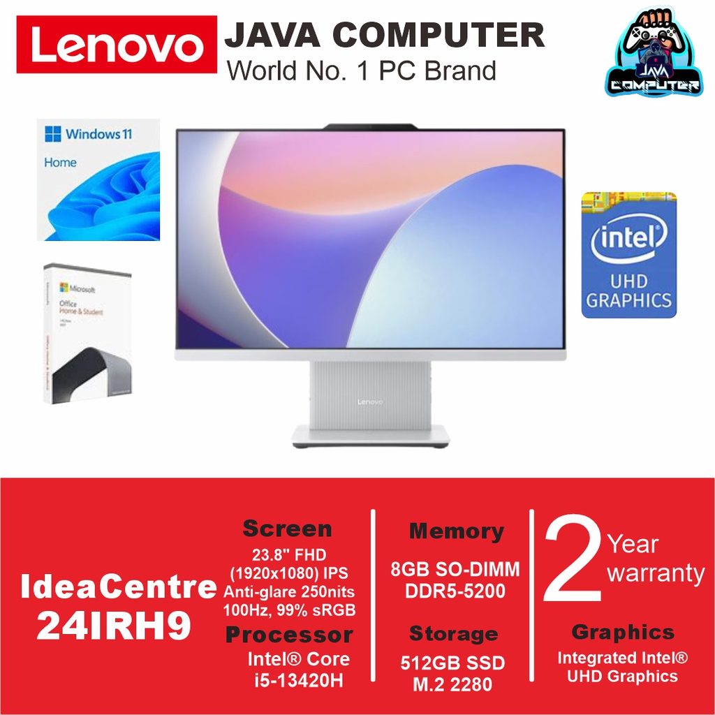 Lenovo AIO IdeaCentre 24IRH9 F0HN00QNID/Intel Core i5-13420H/8GB/512GB SSD/23.8" FHD/DOS/Cloud Grey