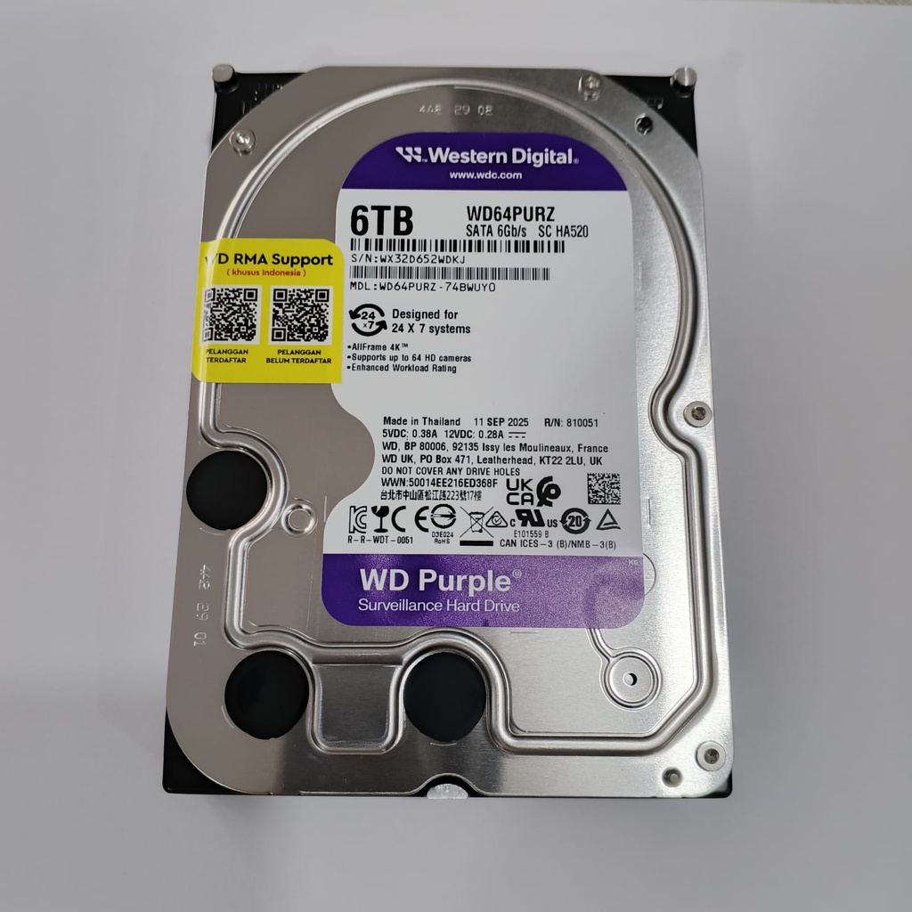 WD HD Purple 3.5" 6TB CCTV