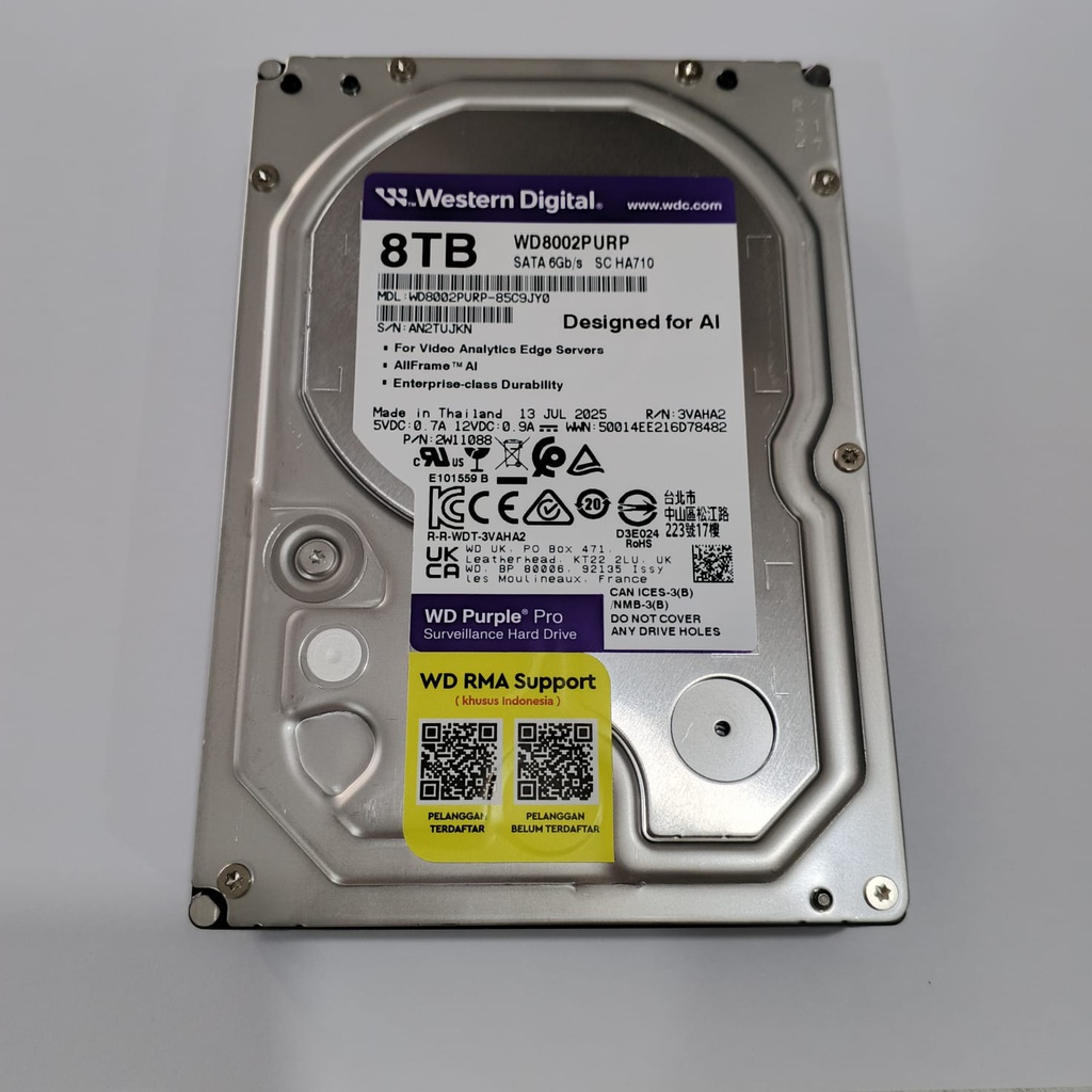 WD HD Purple Pro 3.5" 8TB CCTV