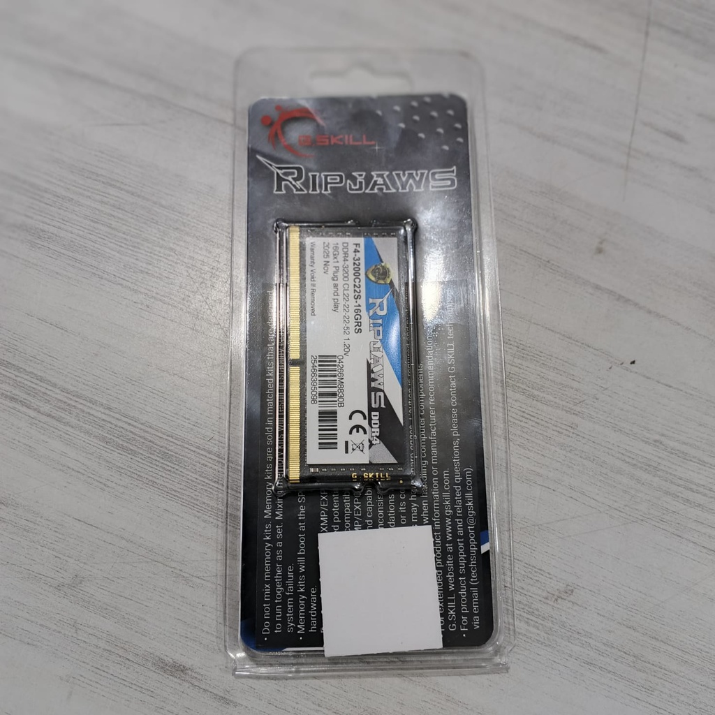 G.SKILL F4-3200C22S-16GRS Ripjaws SODIM DDR4 16GB 3200