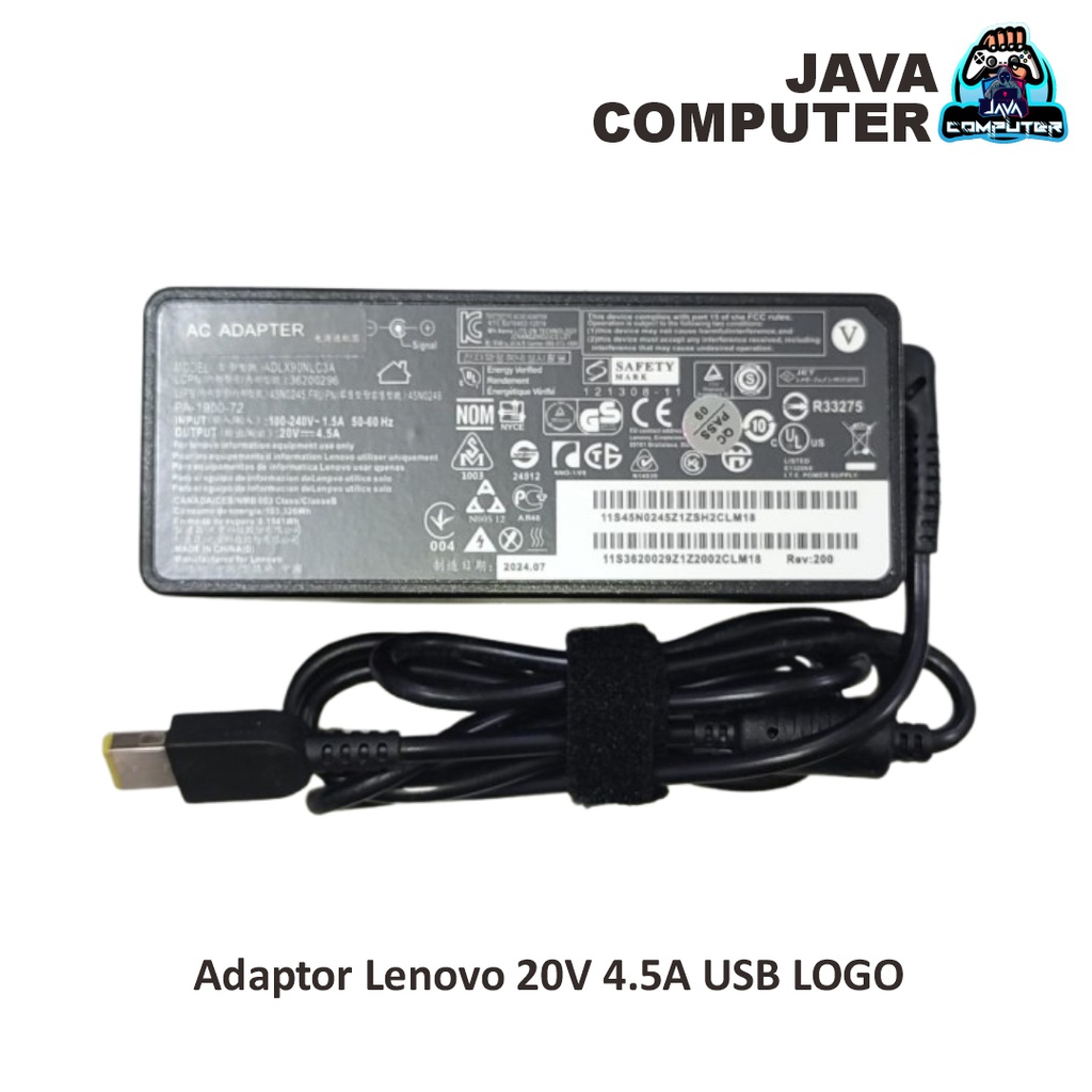 Adaptor Lenovo 20V 4.5A USB LOGO