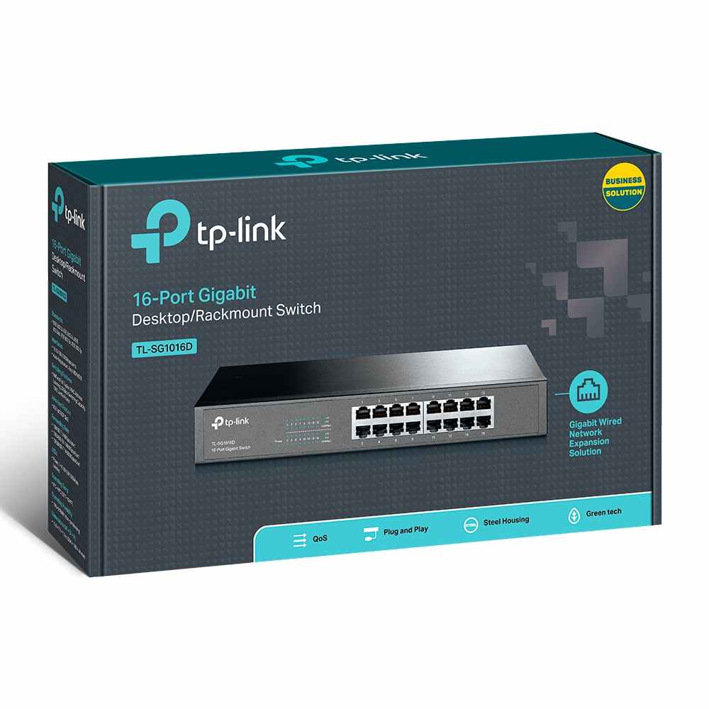 TP-Link TL-SG1016D Gigabit Switch 16 Port 13-inch Rack-mountable Steel Case