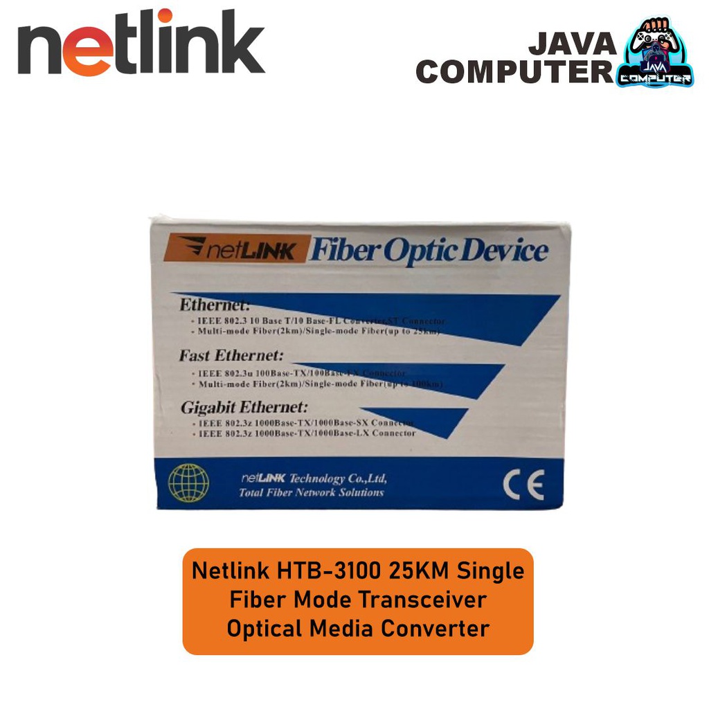 Netlink HTB-3100 25KM Single Fiber Mode Transceiver Optical Media Converter