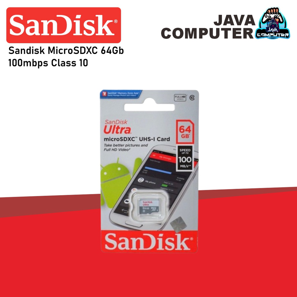 Sandisk MicroSDXC 64Gb 100mbps Class 10