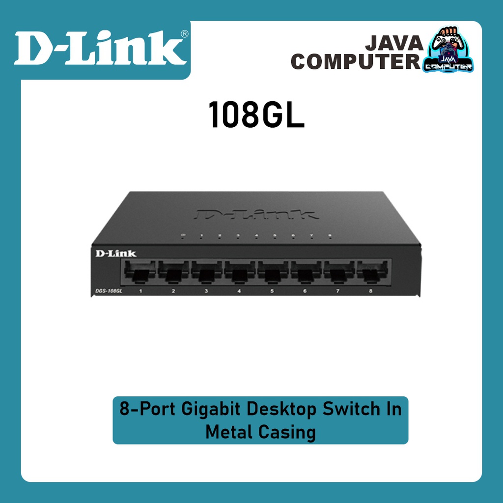 D-Link DGS-108GL 8-Port Gigabit Desktop Switch In Metal Casing