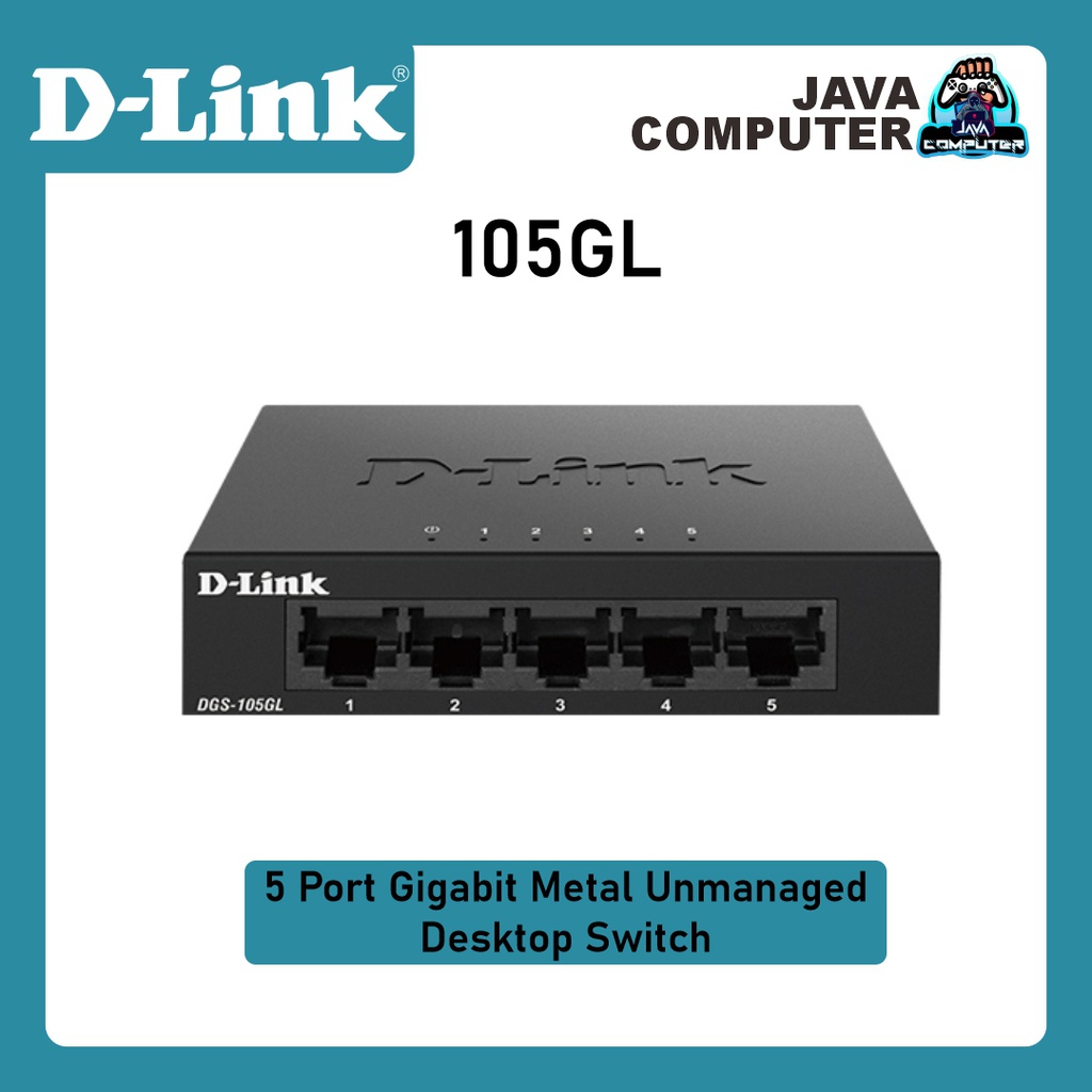 D-Link DGS-105GL 5-Port Gigabit Desktop Switch In Metal Casing