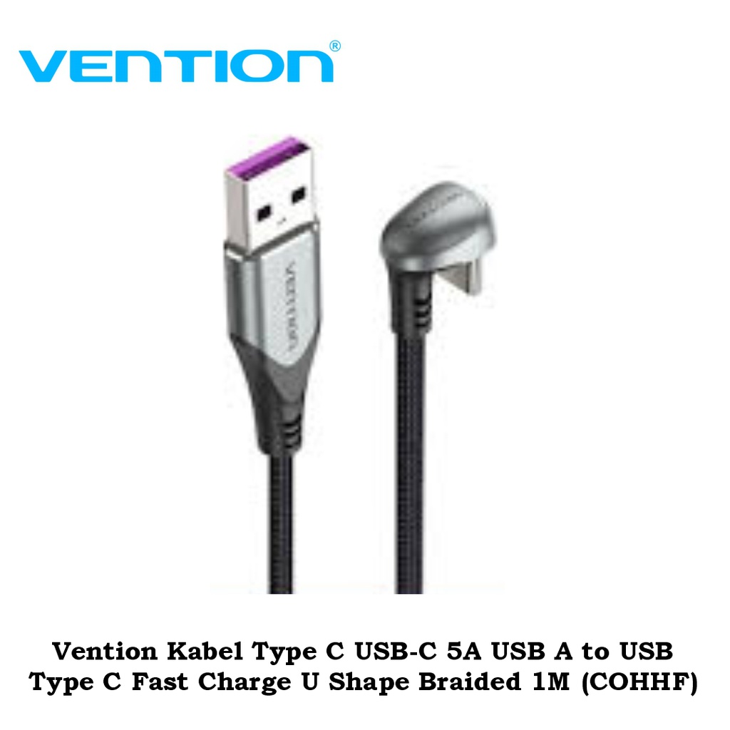 Vention Kabel Type C USB-C 5A USB A to USB Type C Fast Charge U Shape Braided 1M (COHHF)